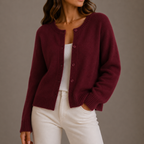 Women's Knit Cardigan — Soft Button-Up Long Sleeve Sweater
