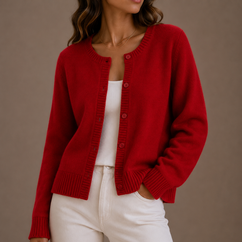 Women's Knit Cardigan — Soft Button-Up Long Sleeve Sweater