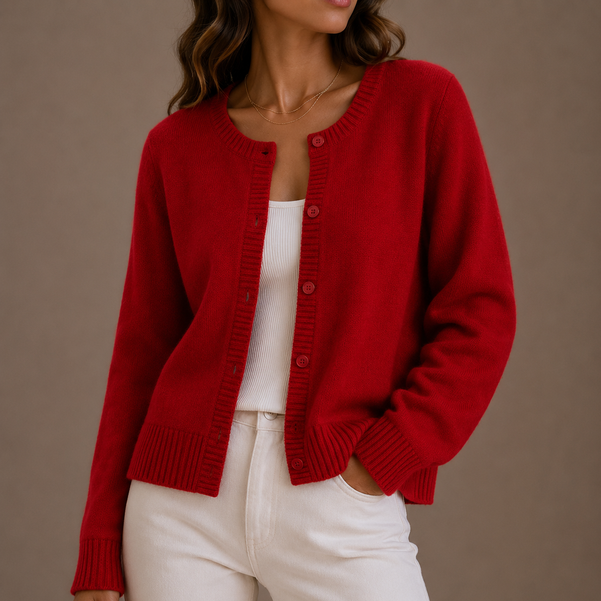 Women's Knit Cardigan — Soft Button-Up Long Sleeve Sweater