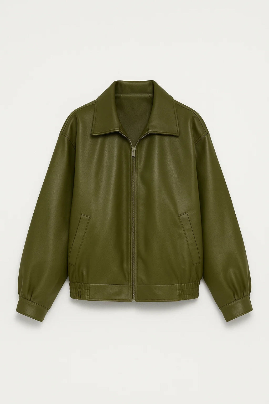 Oversized Faux Leather Jacket Women - Zip Front Street Style