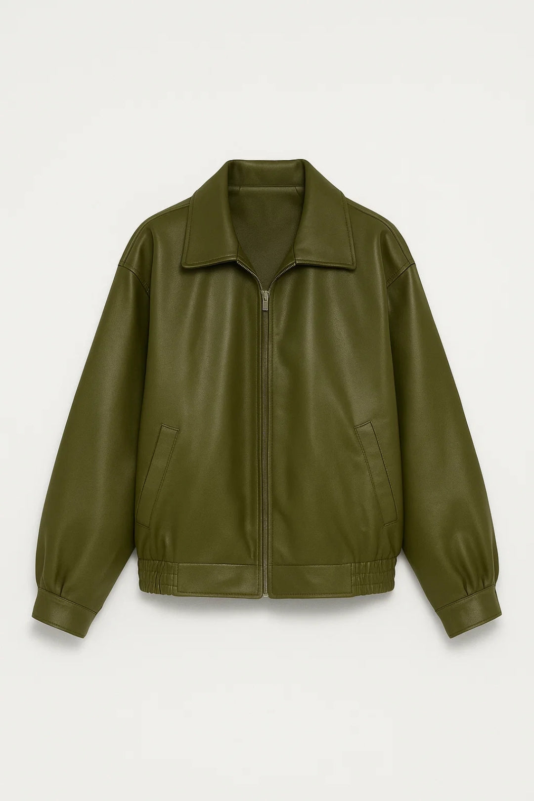 Oversized Faux Leather Jacket Women - Zip Front Street Style