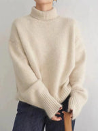 Women's Cashmere Turtleneck Sweater with High Collar