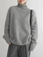 Women's Cashmere Turtleneck Sweater with High Collar