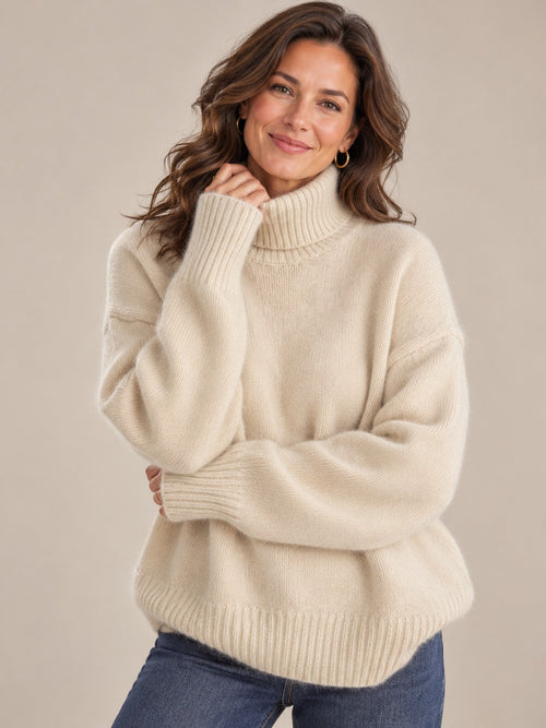Women's Cashmere Turtleneck Sweater with Elevated Collar-Trendy 4 Us