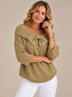 Women's Elegant Bow Sweater — Fitted Feminine Knit Top-Trendy 4 Us