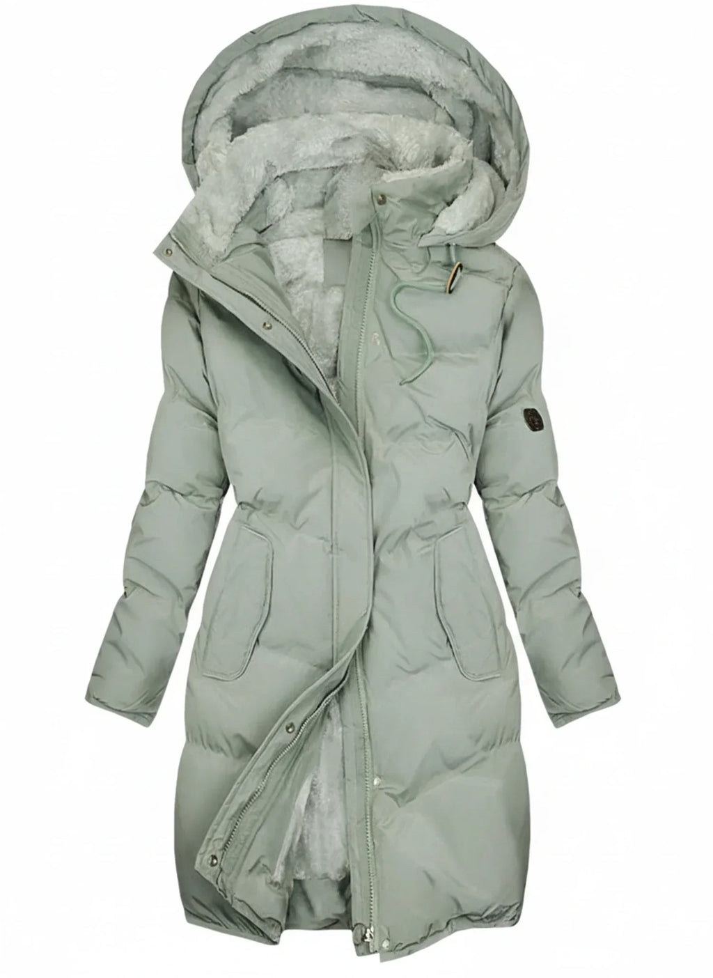 Women's Hooded Long Puffer Jacket with Adjustable Waist-Trendy 4 Us