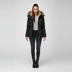 Women's Hooded Quilted Puffer Jacket with Faux Fur Trim-Trendy 4 Us