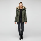 Women's Hooded Quilted Puffer Jacket with Faux Fur Trim-Trendy 4 Us