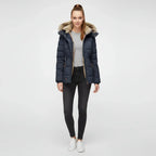 Women's Hooded Quilted Puffer Jacket with Faux Fur Trim-Trendy 4 Us