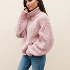 Women's Oversized Cozy Chunky Knit Turtleneck Sweater-Trendy 4 Us