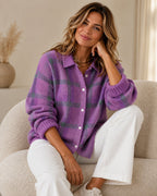 Women's Retro Checkered Knit Cardigan-Trendy 4 Us