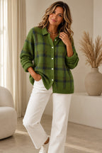 Women's Retro Checkered Knit Cardigan-Trendy 4 Us