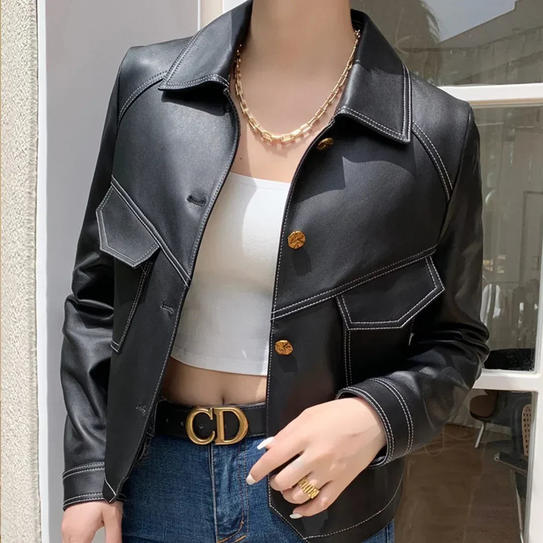 Women's Tailored Leather Jacket for Day and Night Wear-Trendy 4 Us