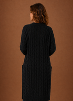 Cable Knit Hooded Cardigan Women — Chunky Long Duster Knit