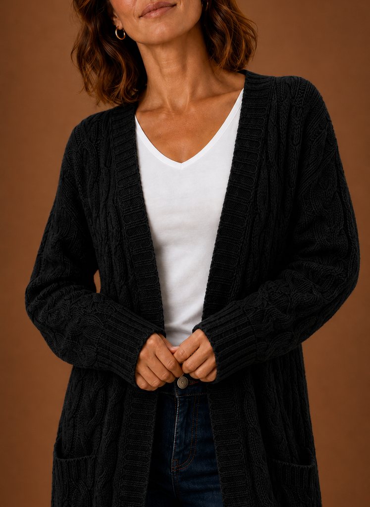 Cable Knit Hooded Cardigan Women — Chunky Long Duster Knit