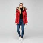 Women's Hooded Quilted Puffer Jacket with Faux Fur Trim