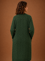 Cable Knit Hooded Cardigan Women — Chunky Long Duster Knit