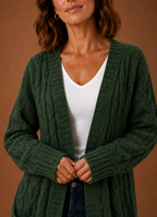 Cable Knit Hooded Cardigan Women — Chunky Long Duster Knit