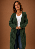 Cable Knit Hooded Cardigan Women — Chunky Long Duster Knit