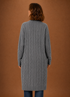 Cable Knit Hooded Cardigan Women — Chunky Long Duster Knit