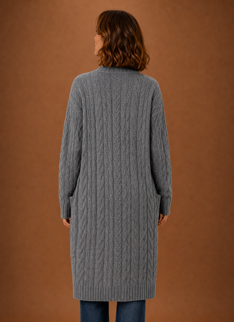 Cable Knit Hooded Cardigan Women — Chunky Long Duster Knit