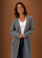 Cable Knit Hooded Cardigan Women — Chunky Long Duster Knit