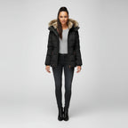 Women's Hooded Quilted Puffer Jacket with Faux Fur Trim