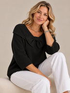 Neeko Elegant Bow Sweater — Fitted Feminine Knit Top