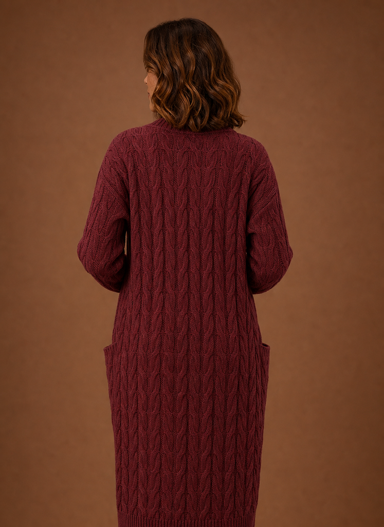 Cable Knit Hooded Cardigan Women — Chunky Long Duster Knit