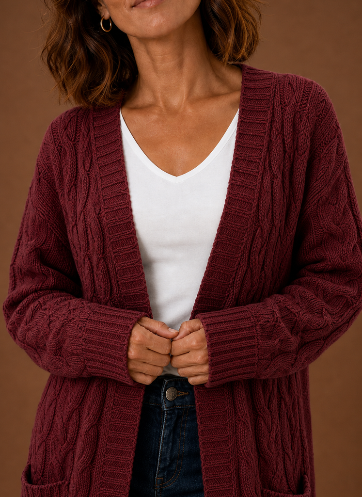 Cable Knit Hooded Cardigan Women — Chunky Long Duster Knit