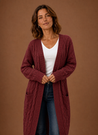 Cable Knit Hooded Cardigan Women — Chunky Long Duster Knit
