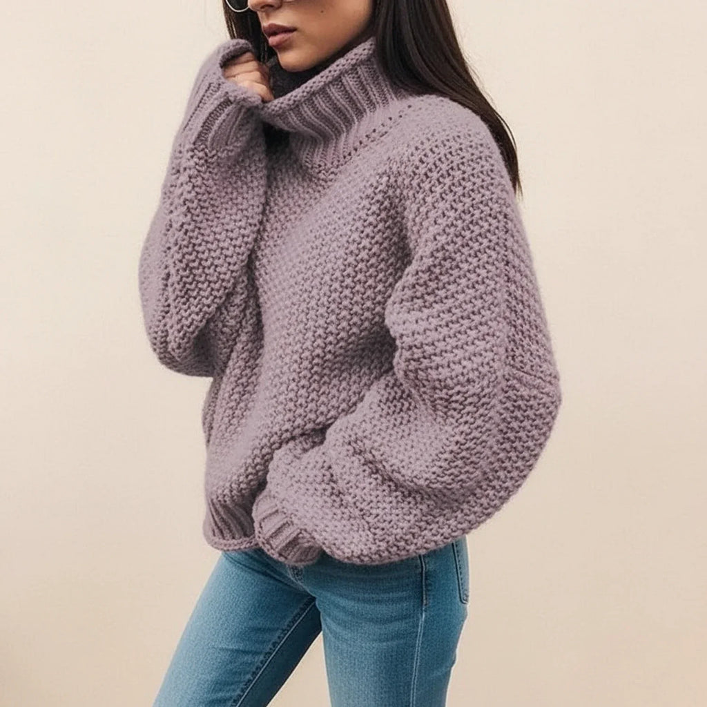 Women's Chunky Knit Turtleneck Sweater — Oversized & Cozy
