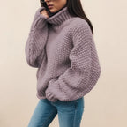 Women's Chunky Knit Turtleneck Sweater — Oversized & Cozy