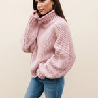 Women's Chunky Knit Turtleneck Sweater — Oversized & Cozy