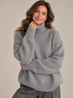 Women's Cashmere Turtleneck Sweater with High Collar