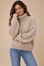 Women's Chunky Knit Turtleneck Sweater — Oversized & Cozy