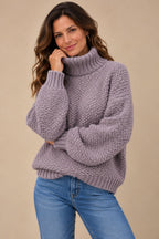 Women's Chunky Knit Turtleneck Sweater — Oversized & Cozy