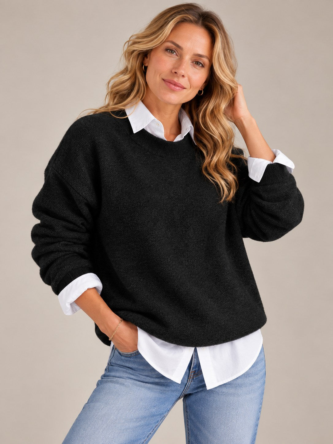 Women's Loose Fit Cashmere Sweater — Soft & Cozy Knitwear