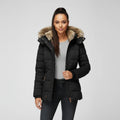Women's Hooded Quilted Puffer Jacket with Faux Fur Trim